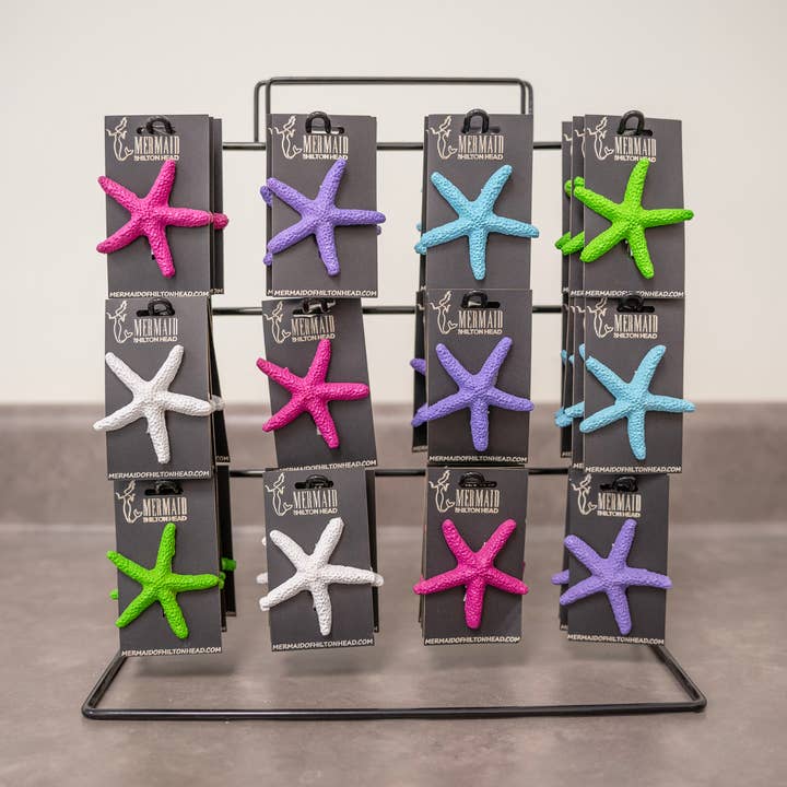 Starfish Hair Clip Set in White, Pink, Green, Purple, Blue for wholesale by Mermaid of Hilton Head