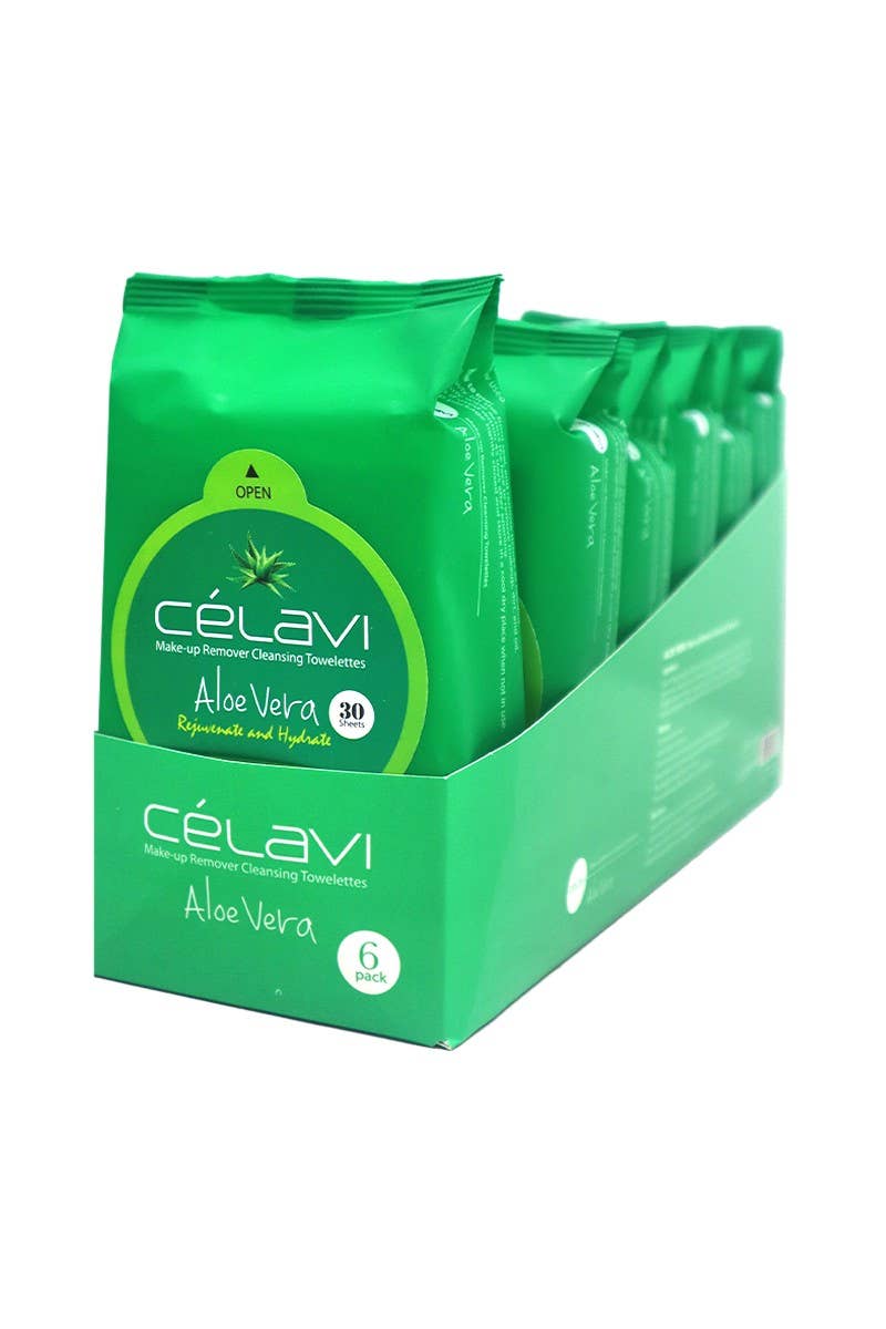 PINEAPPLE Beauty - Wholesale Face & Body Wipes - Celavi MT001 Aloe Vera Makeup Cleansing Towelette - 6pc1