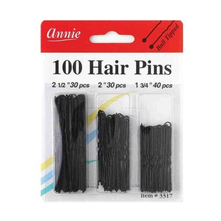 Annie 100 Hair Pins Assorted Size 2.5', 2', 1.75' Black for wholesale by KT Supply