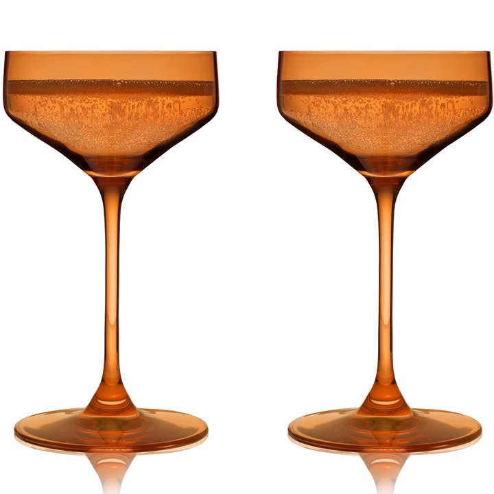 Reserve Nouveau European Crystal Coupes - Amber - Set Of 2 for wholesale by True Brands