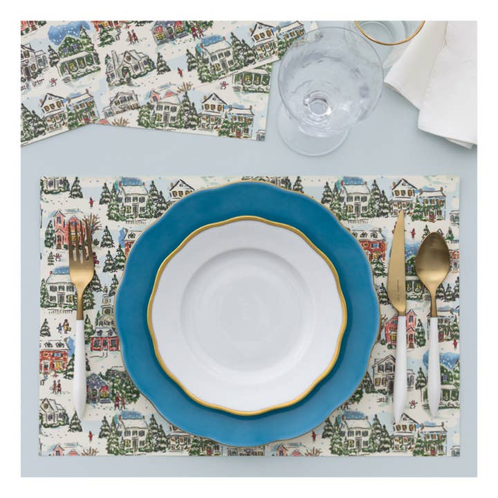 Dogwood Hill - Wholesale Disposable placemat - Christmas Village Placemats1