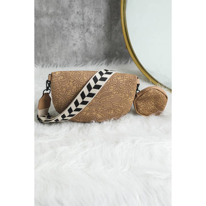 Camel Colorblock Strap Chain Shoulder Bag With Coin Purse for wholesale on Faire