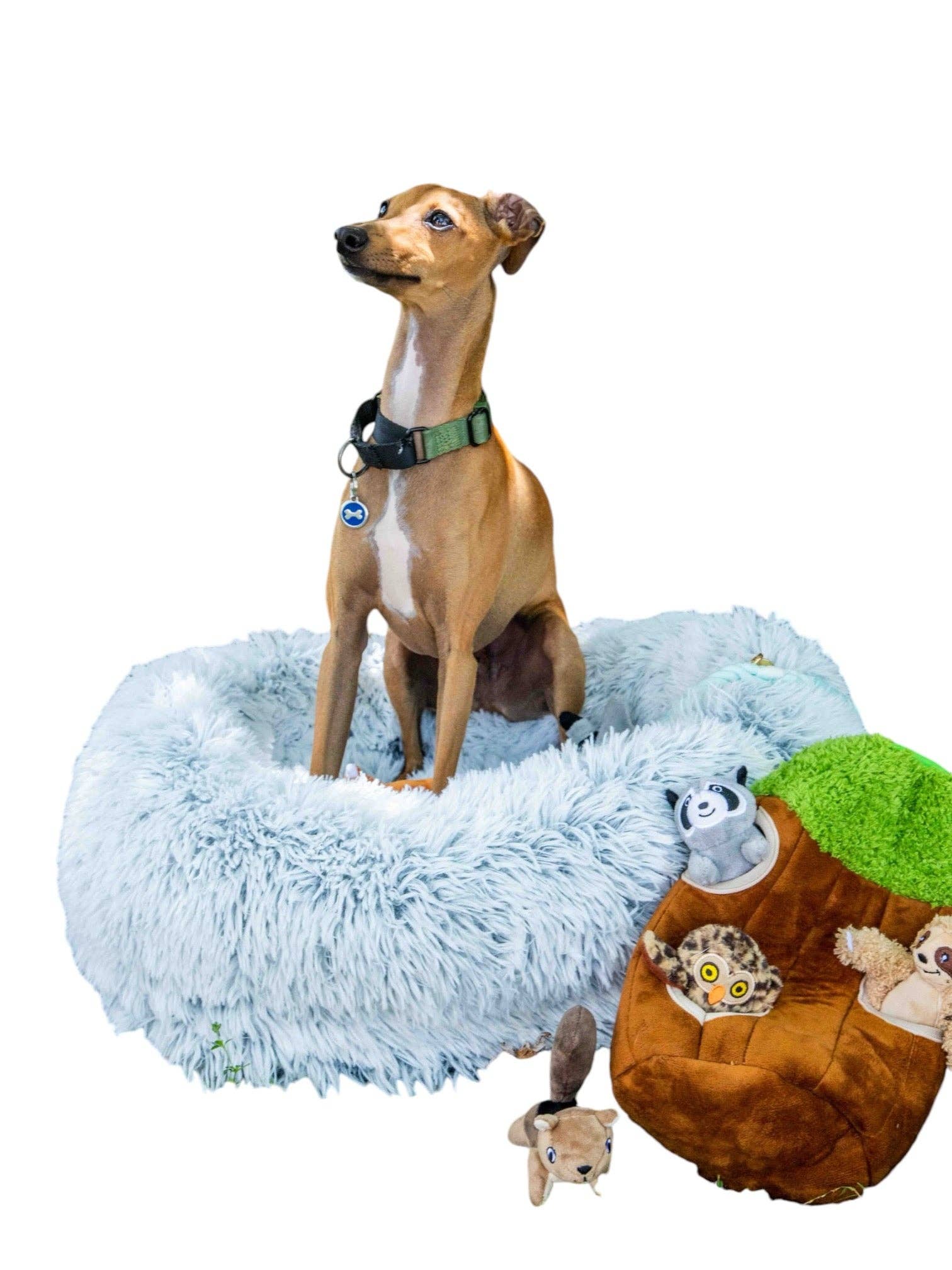 Glow Pups – wholesale Pet bed – Dog – Calming Faux Fur Dog Bed with Memory Foam Bolster