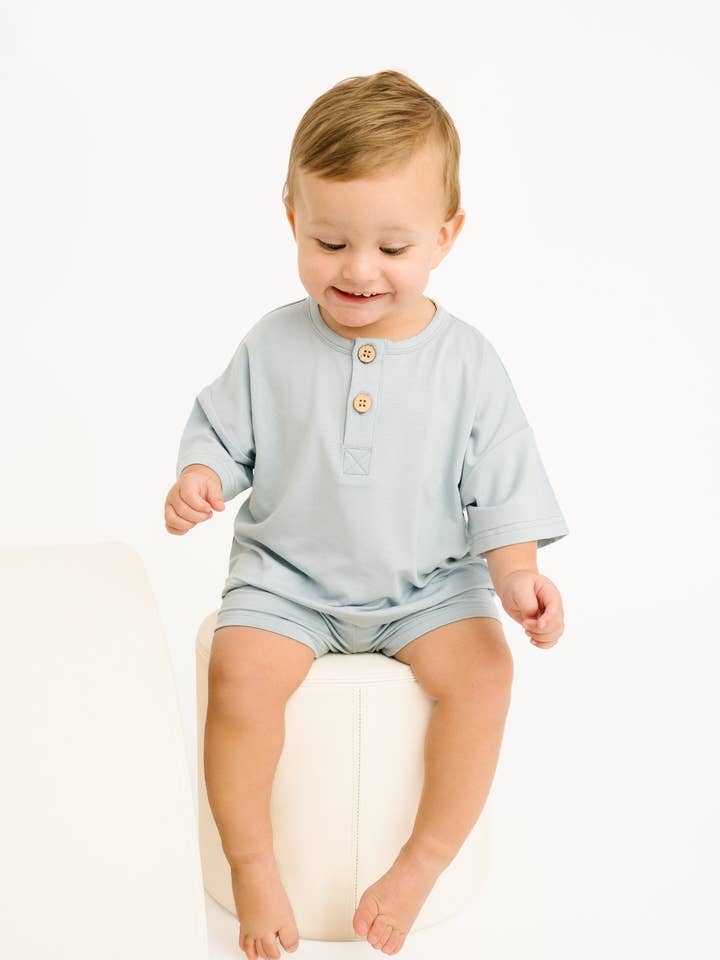 Ocean Bamboo Button Slouchy Set for wholesale by Little One Shop