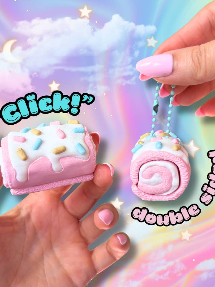 Doce Tentação Kawaii Rolo de Bolo Cor-de-rosa Clicker: Brinquedos anti-stress satisfatórios por atacado de Cosmic lovely