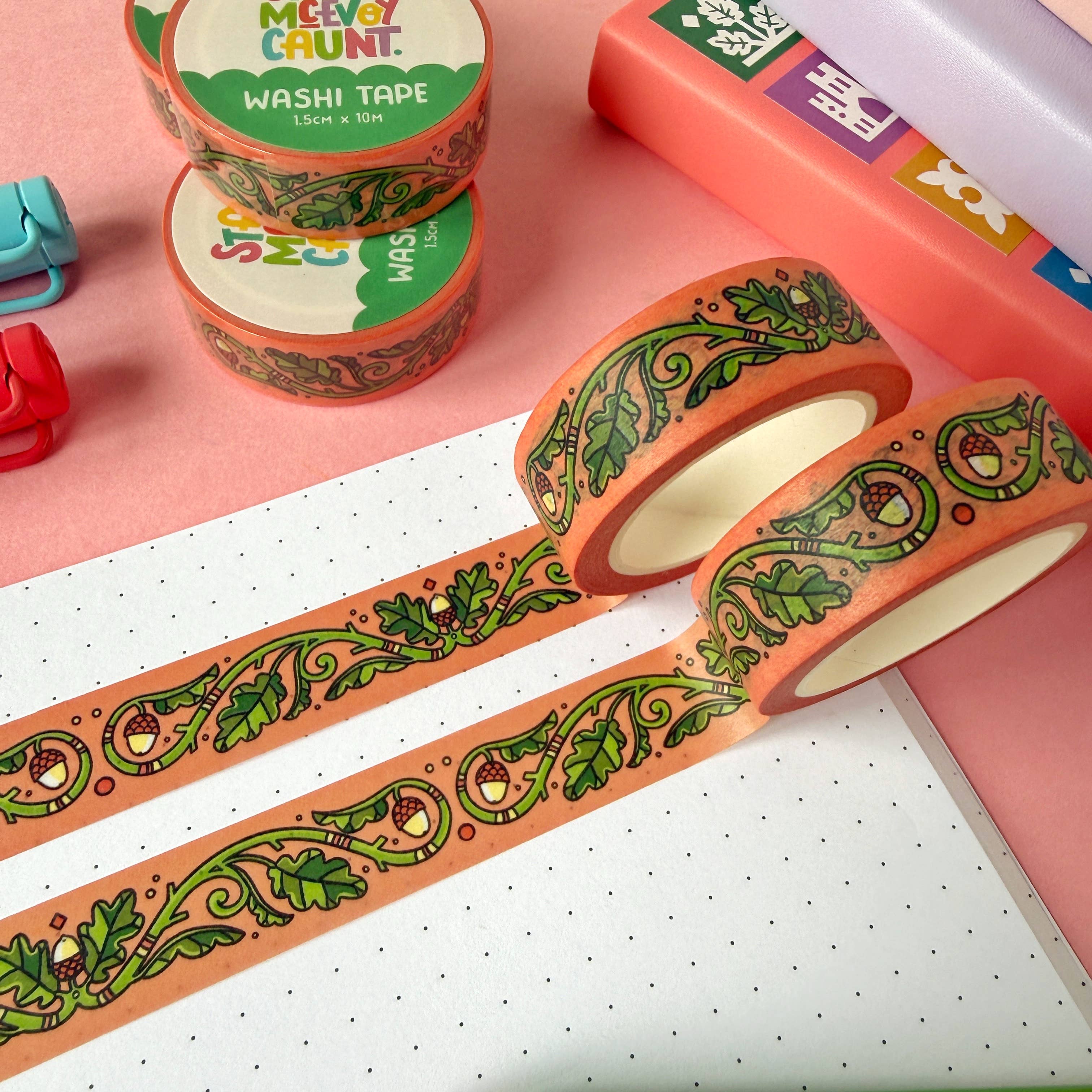 Stacey McEvoy Caunt - Vente Rubans adhésifs Washi - Ruban Washi Feuille de Chêne et Gland1