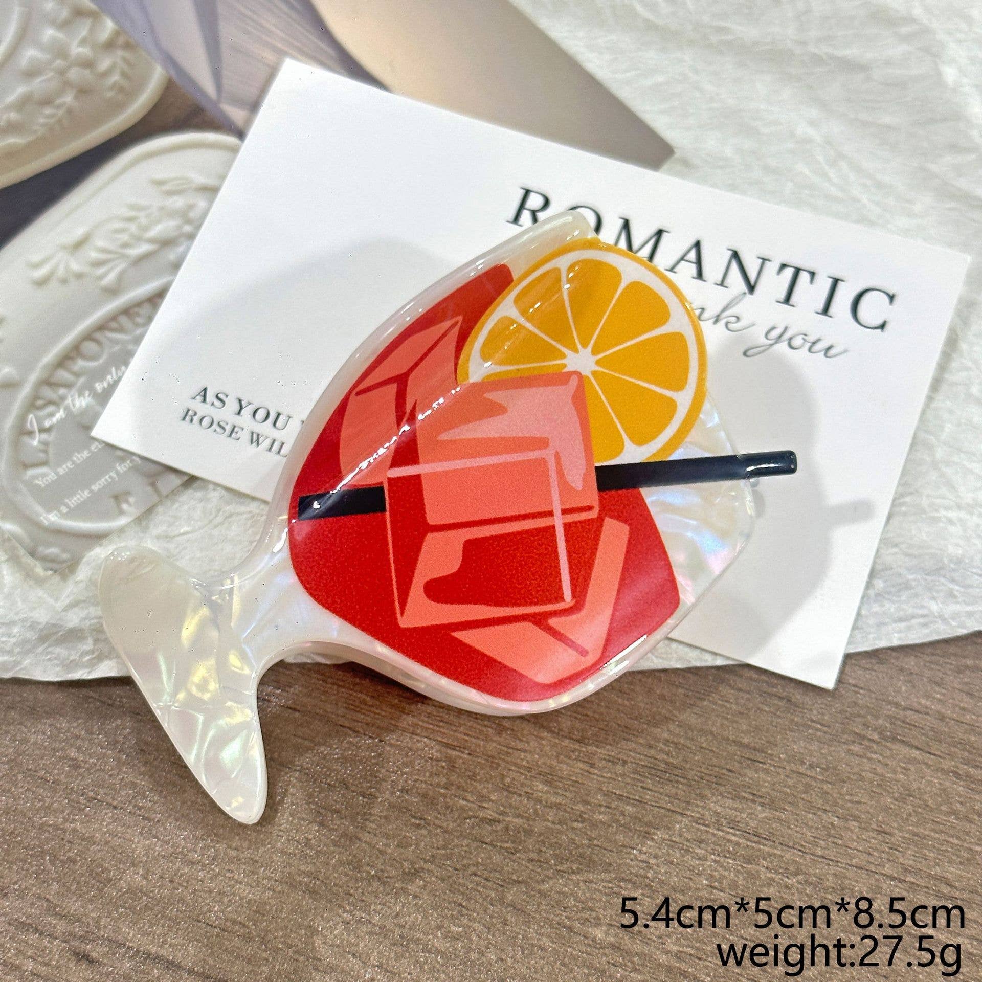 SoapElenGlen – wholesale Hårklämma - Dam – Rolig sommarhårklämma med cocktailglas i akryl2