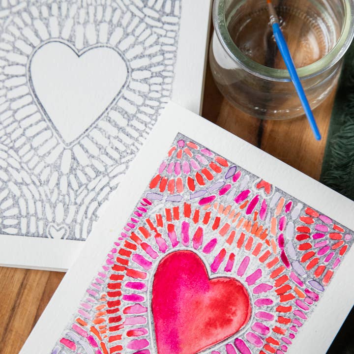 Ashes & Arbor - Wholesale DIY Craft Kit - 5X7 Heart DIY Watercolor Art Card Kit0