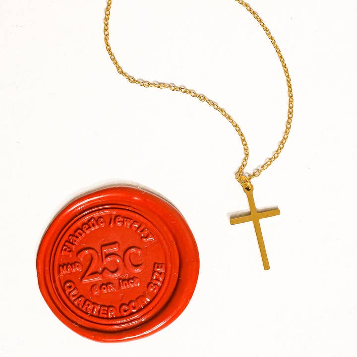 Tirza 18K Gold Non-Tarnish Small Cross Necklace for wholesale on Faire