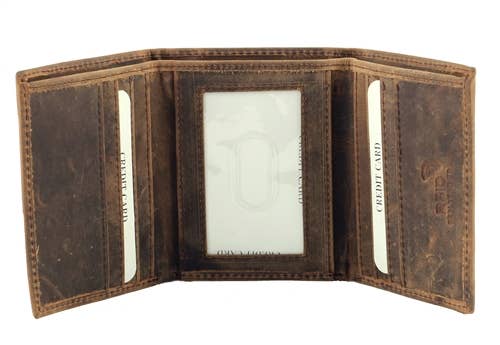 Leather Impressions Inc – wholesale Plånbok – Herr – RFID Hunter läder trefaldig plånbok med Center ID fönster