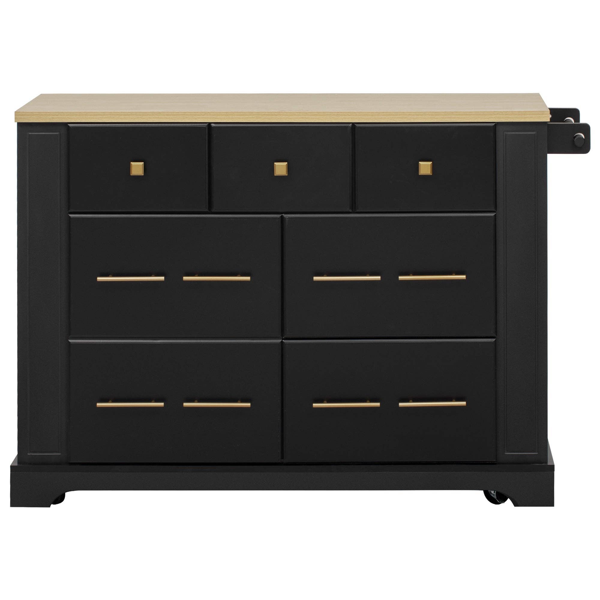 39F Inc. - Wholesale Kitchen Storage/Organizer - 51.2" Farmhouse Kitchen Island with 6 Drawers & Drop Leaf7