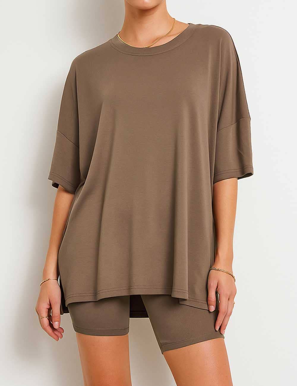 Sweetkama - Wholesale Lounge Set - Women's - Ladies Loose Top and Shorts 2PCS Casual Tee Set SKST2312940