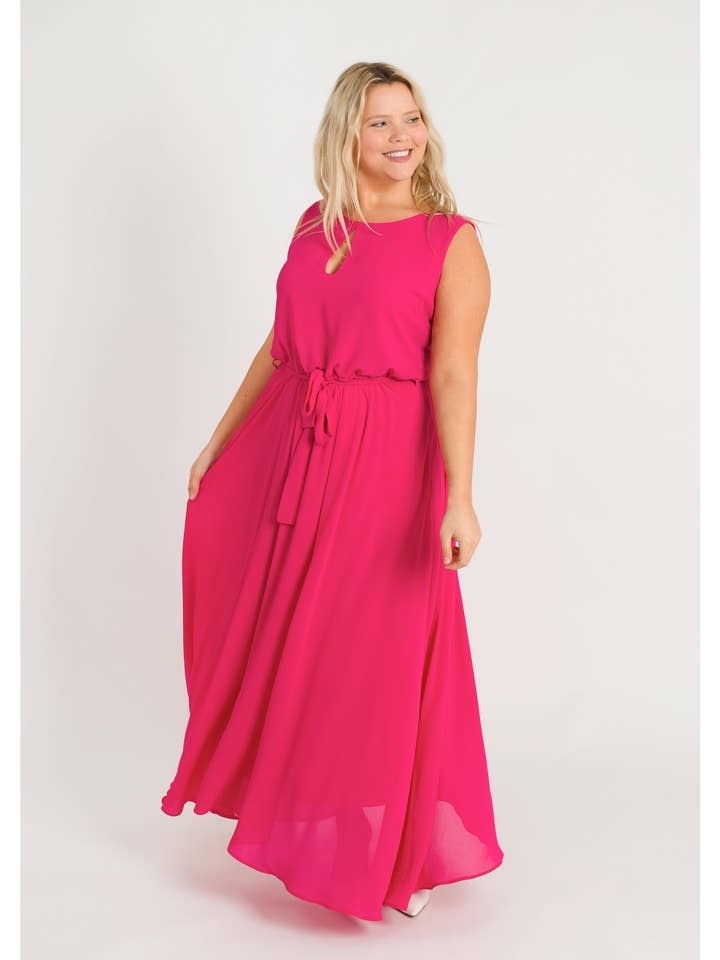 236028 - Long dress in plain fabric Spring Summer Collection Large Sizes for wholesale by Teresa Cardoso Oliveira