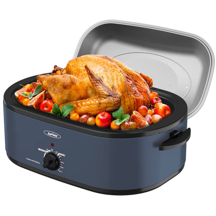 Heynemo - Wholesale Kitchen Appliance - 18-Quart Electric Roaster Oven with Self-Basting Lid, Blue