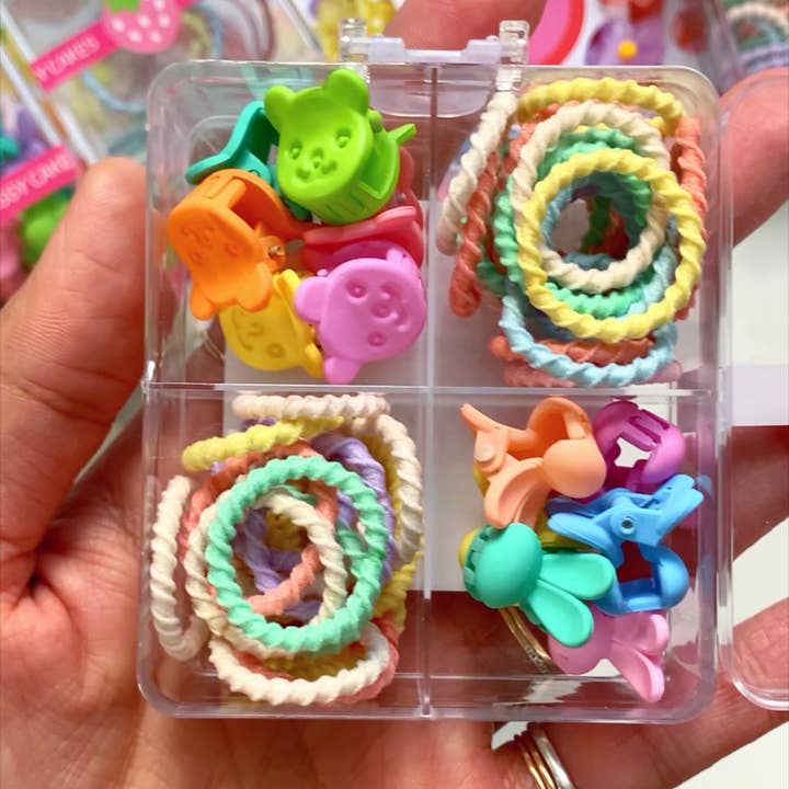 Eggy Cakes - Wholesale Hair Clip - Kids - Bears & Bunnies Hair Claw & Tie Set3