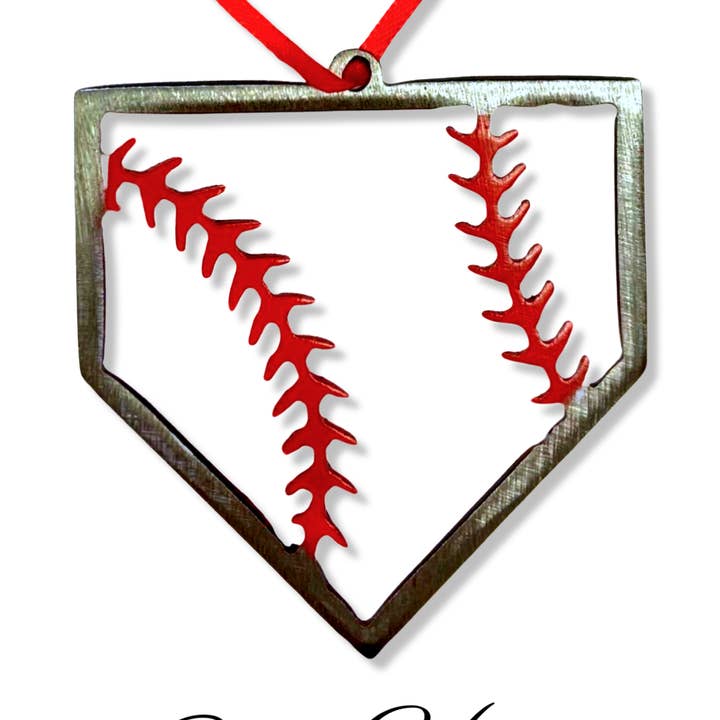“STEEL HOME" Christmas Ornament for wholesale by Baseball Seams Co.