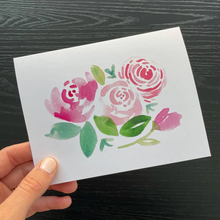 Pink Painted Flowers Card for wholesale by Colle Creative