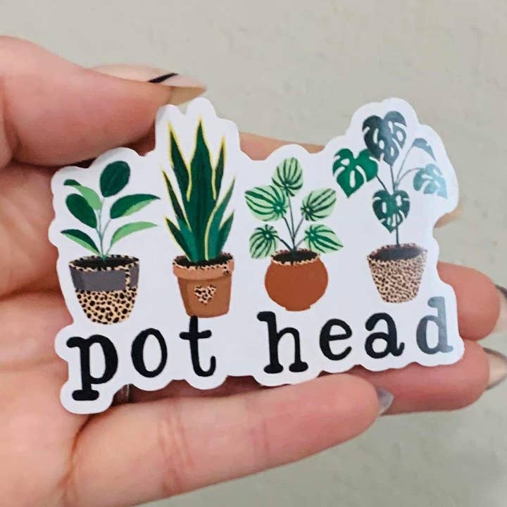 Pot Head-Plant Mama Sticker/Magnet for wholesale by Oily Graphic Creations