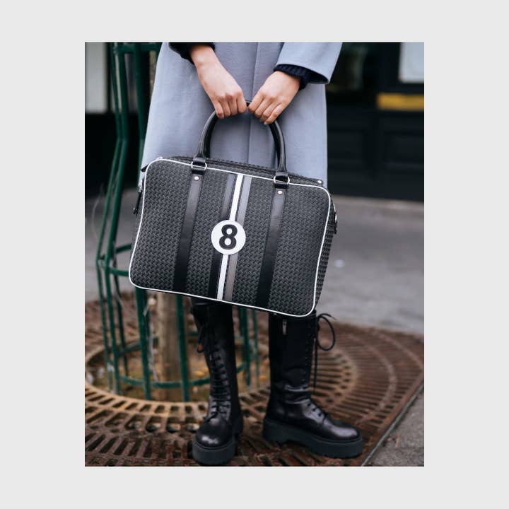 E2R PARIS - Wholesale Laptop Bag - Unisex - William NBG8 15'6" grey canvas and leather computer bag4