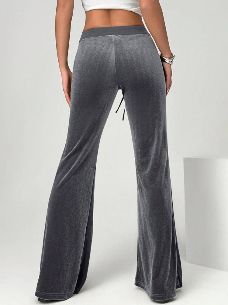 HIDDENBRAND - Wholesale Pants - Women's - Fall vintage elastic waist velvet flare pants9