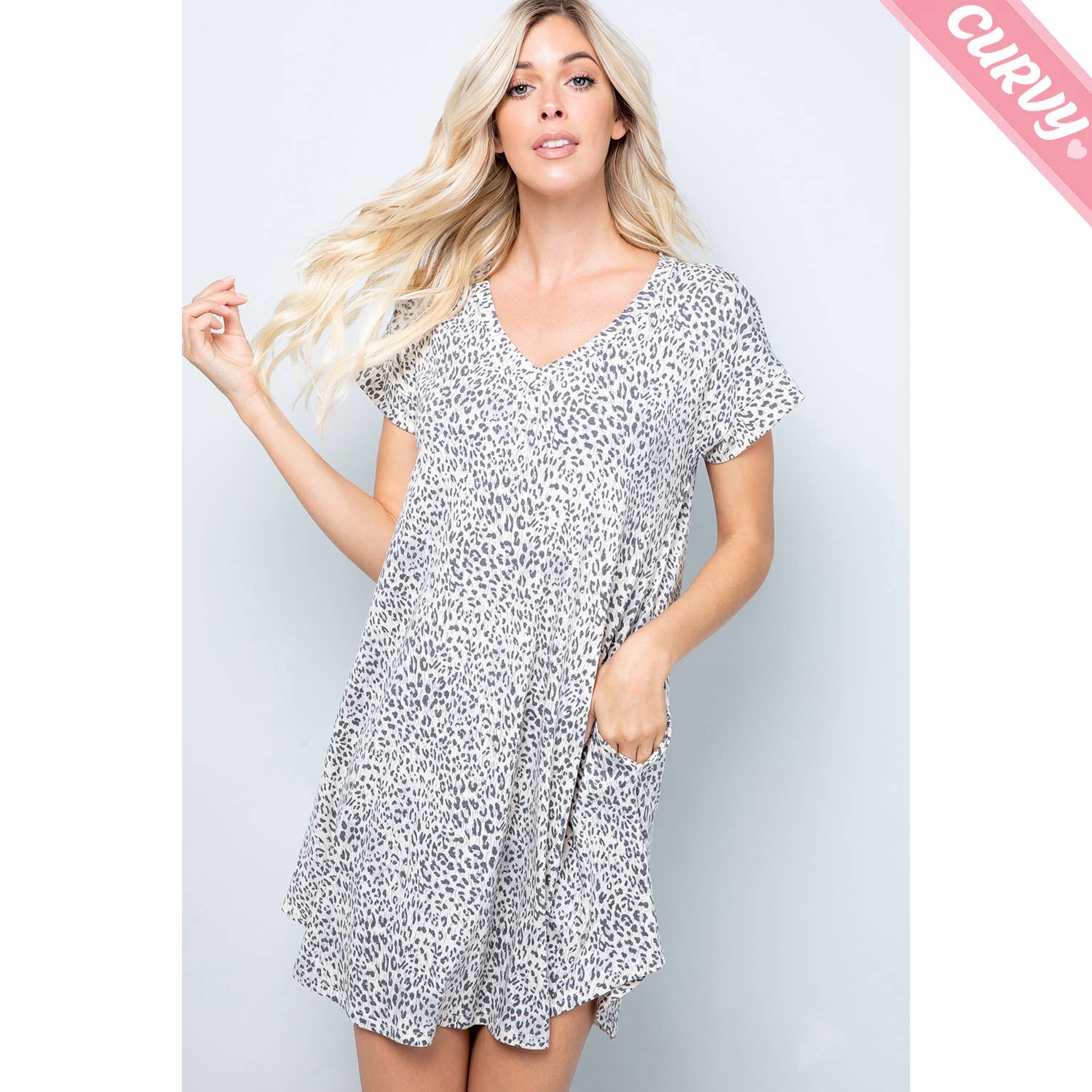 Sweet Lovely by Jen - Wholesale Dress - Women's - SD5349PL Leopard Tee Dress0