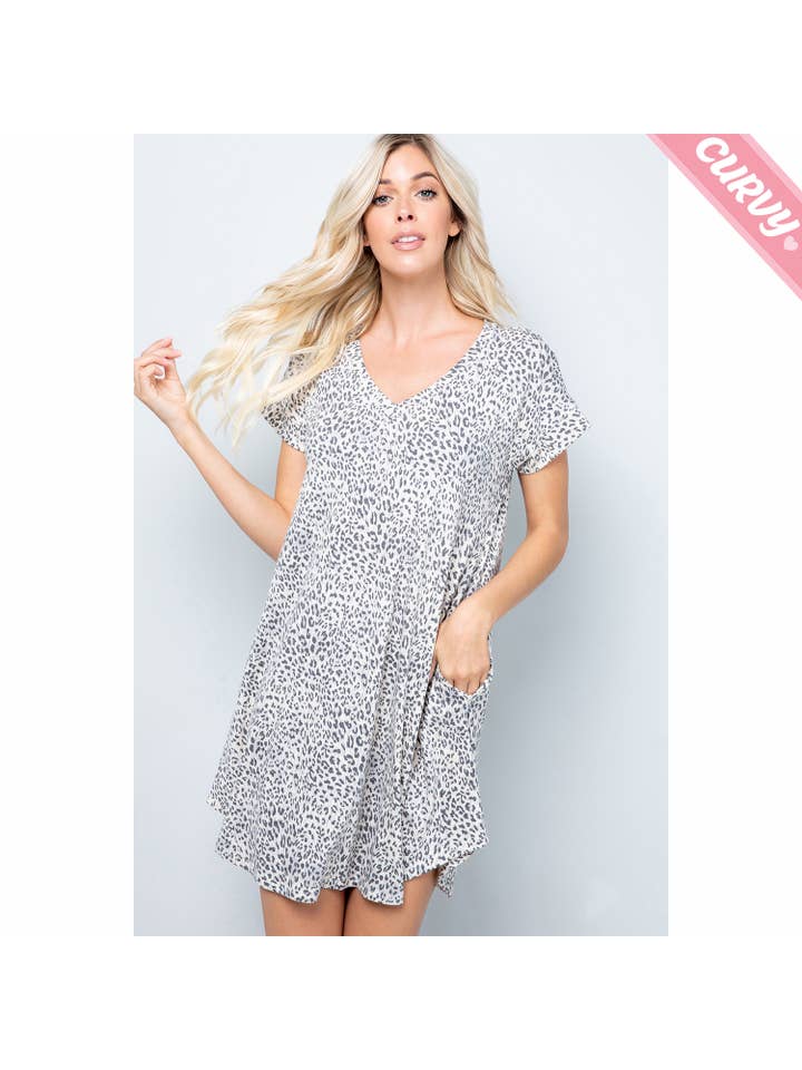 Sweet Lovely by Jen - Wholesale Dress - Women's - SD5349PL Leopard Tee Dress