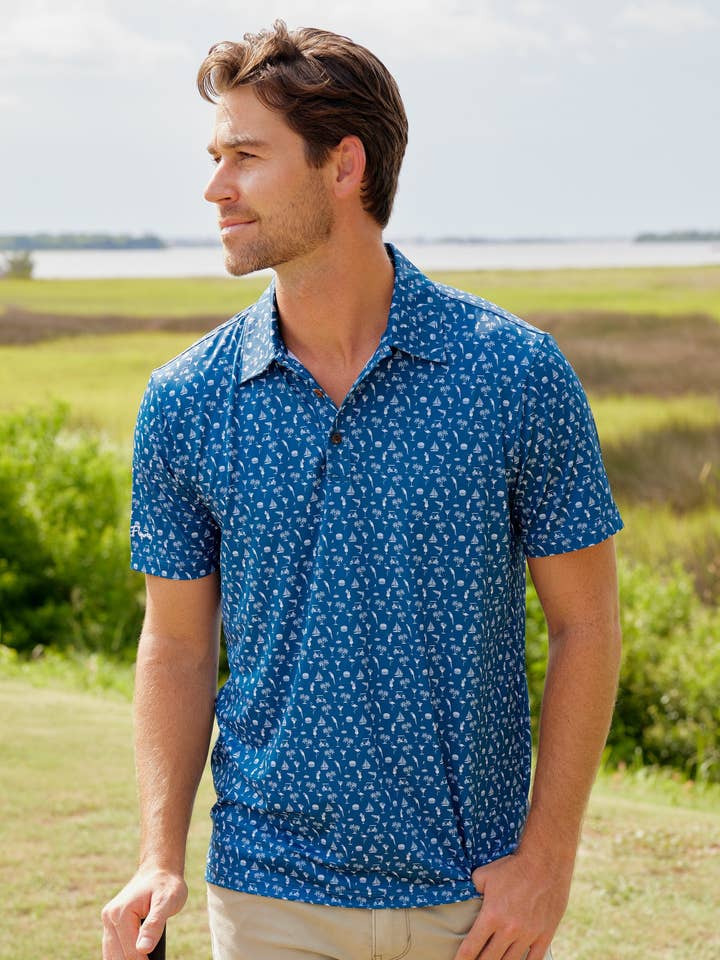 Margaritaville by Kenny Flowers – The Afternoon Golf - Navy Golf Shirt for wholesale by Kenny Flowers
