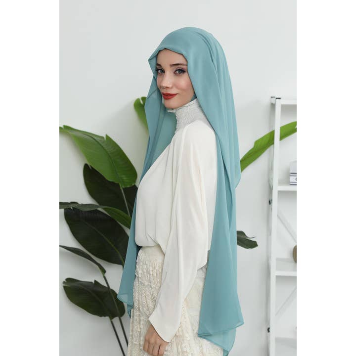 Aisha's Design - Wholesale Hijab – Women’s - Instant Chiffon Shawl Headscarf for Women with Cotton Bonnet Chiffon Turban Cap, Ready-to-Wear Soft Chiffon Shawl Instant Hijab Wrap,PS-467