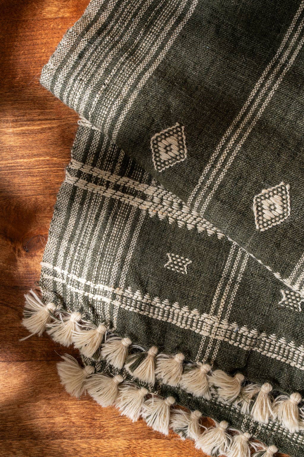 Indaba Trading - Wholesale Table Runner - Bhujodi Wool Handloom Runner, Cedar1
