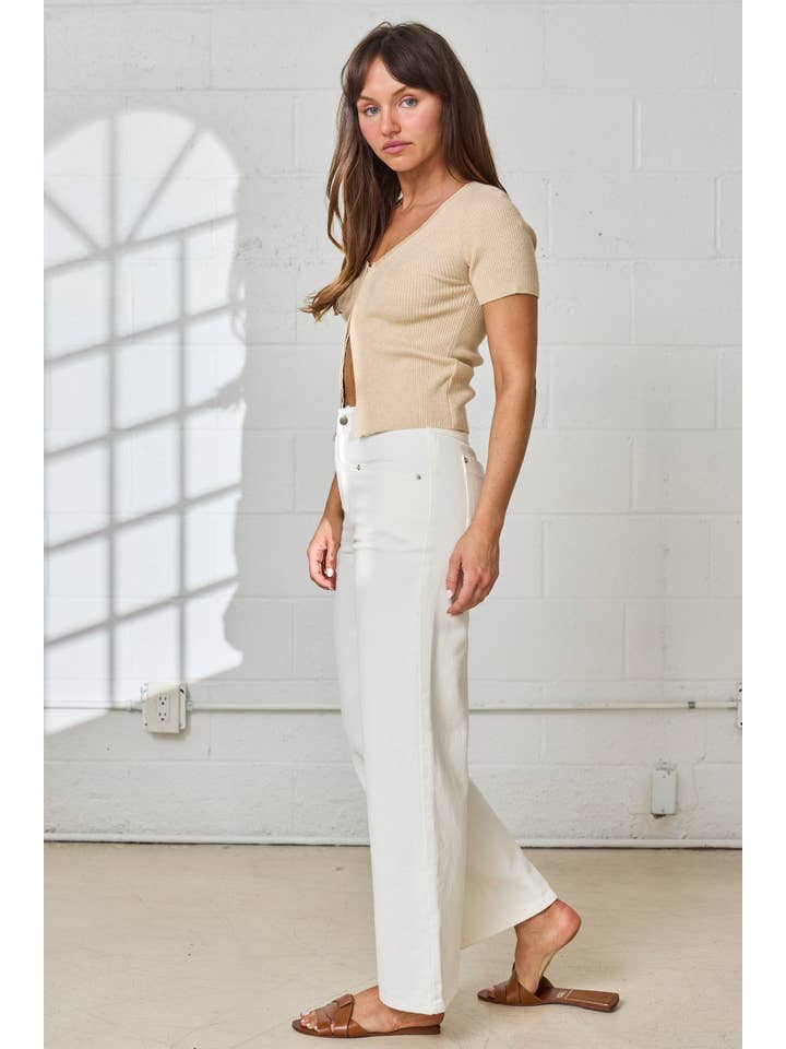 White PP18380 - Elena Straight Fit Pants for wholesale on Faire