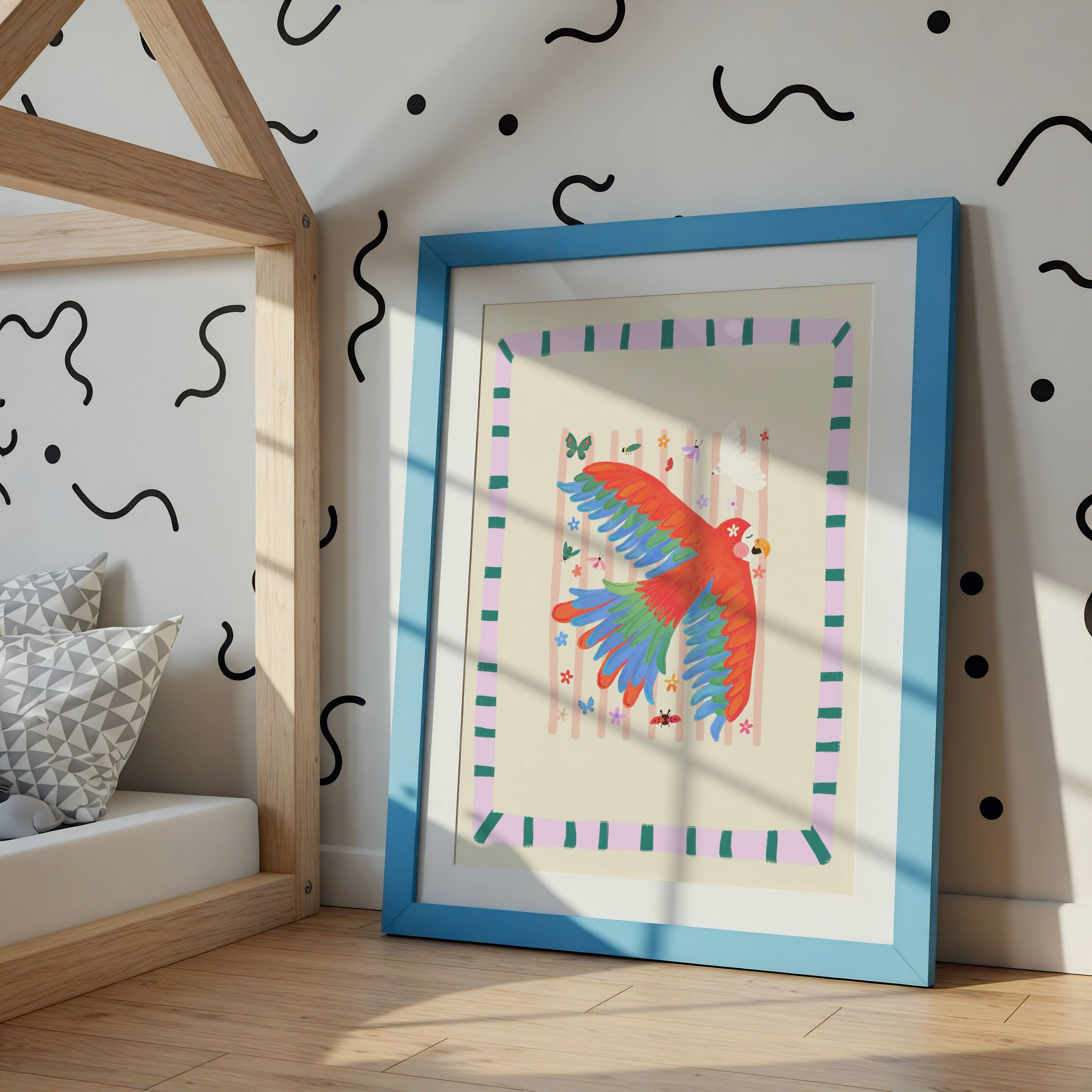 Kate Fox Design - Wholesale Art Print - Polly Parrot. Kids Art Print, Colourful Art, Fun Animal, 4