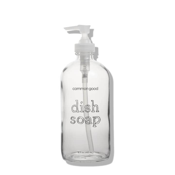 Dish Soap Empty Glass Bottle - Black Ink - 16 oz for wholesale by Common Good