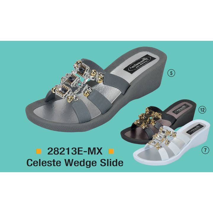 Celeste Wedge Slide, 6-11, Mix for engroshandel hos Grandco Sandals