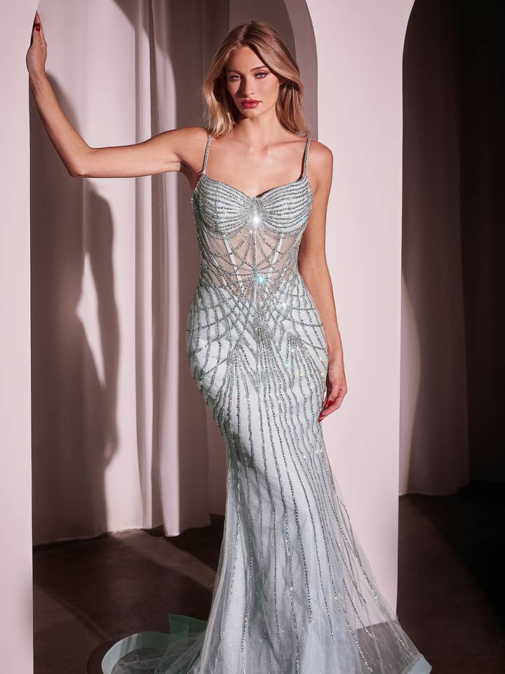 VESTIDO AJUSTADO DE PERLAS Y CRISTALES para venta al por mayor de Ladivine by Cinderella Divine