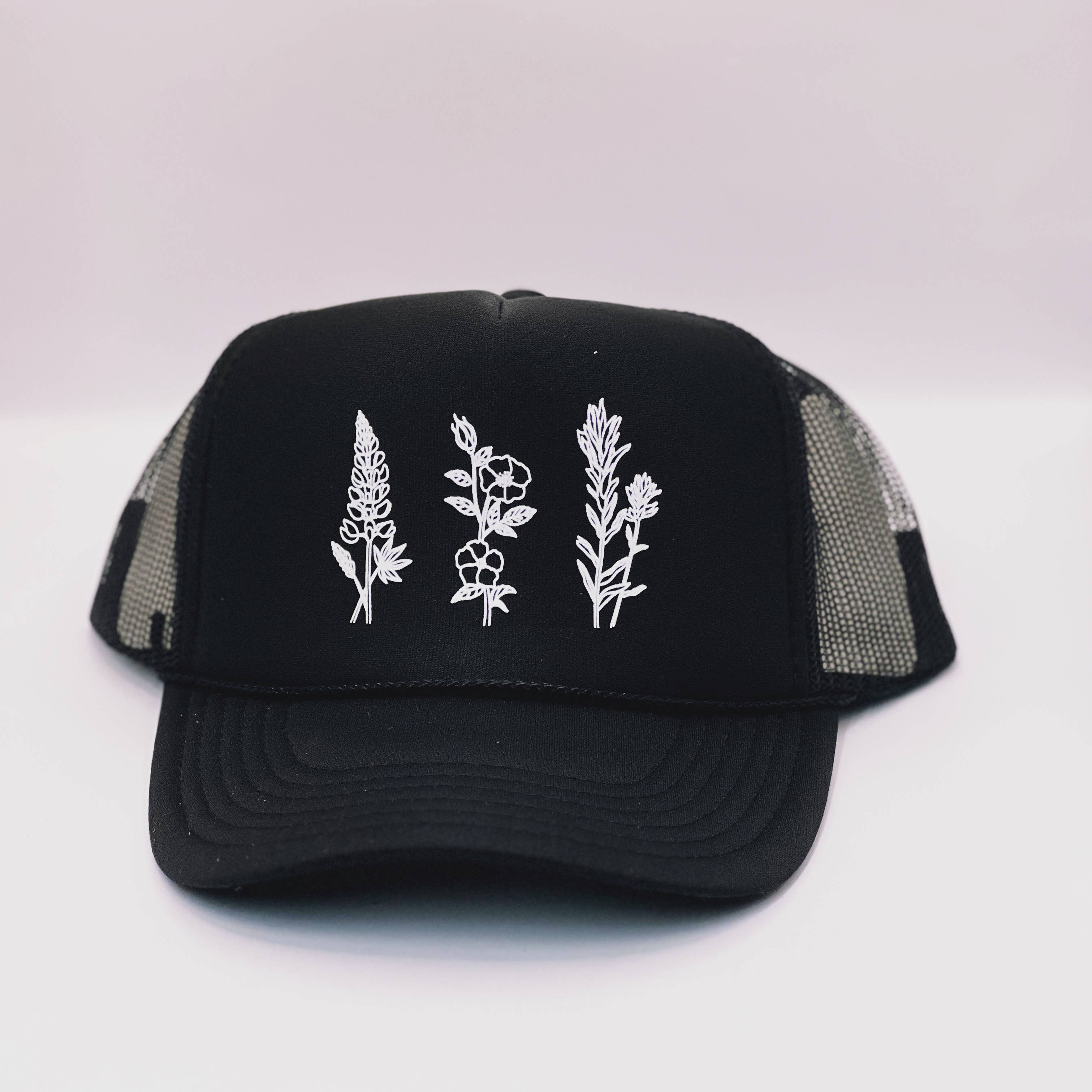 Made of Mountains – Großhandel Trucker-Cap – Unisex – Wildflowers Erwachsenen Trucker Cap: Schwarz1