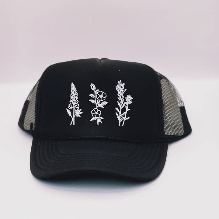 Made of Mountains - Wholesale Trucker Hat - Unisex - Wildflowers Adult Trucker Hat: Black1
