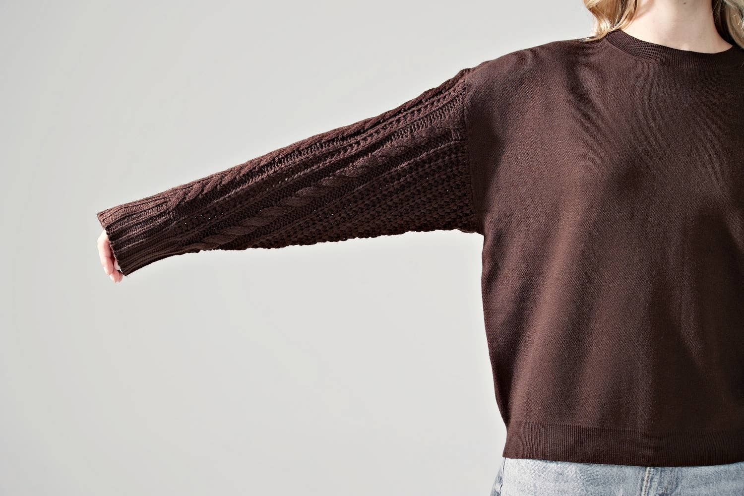 noflik – wholesale Knitted jumper – Women′s – INT1031 Cable Slve Sweater- 6pcs Pack $5.75/unit (72%OFF)23