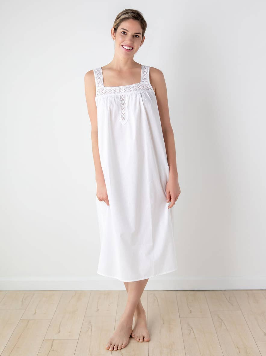 Chrissy White Cotton Nightgown