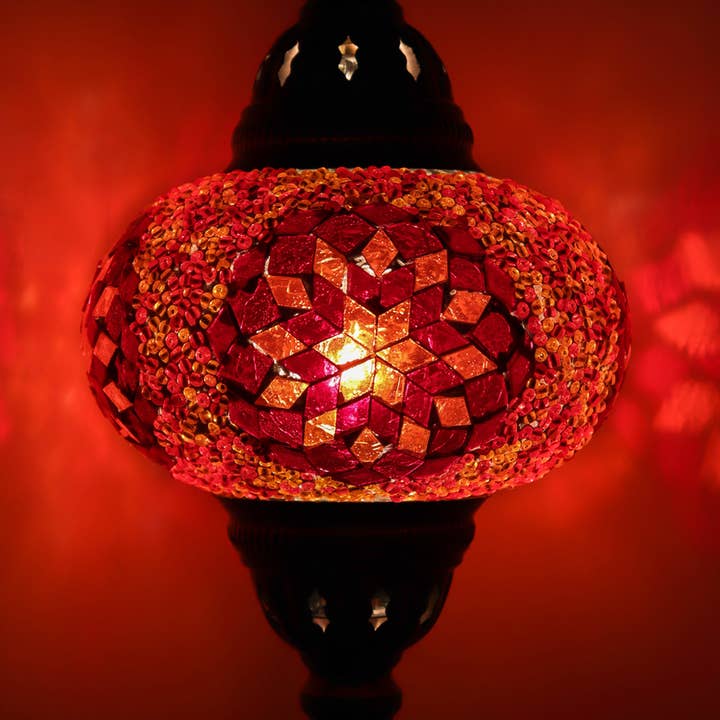 Natures Artifacts Inc - Wholesale Accent/Desk Lamp - Turkish Table Lamp with Handmade Red Mosaic Glass