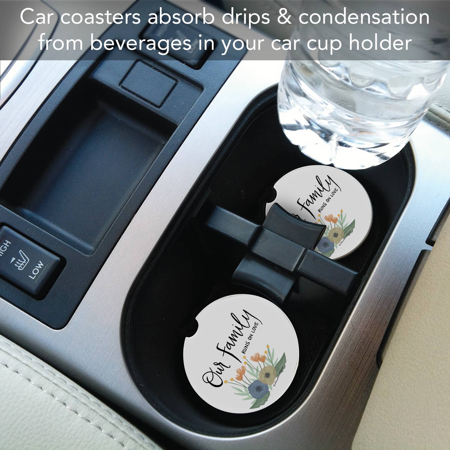 CounterArt/Highland Home/Thirstystone - Wholesale Car Coaster - Unisex - "Serene Family" Absorbent Stone Car Coaster 1pk1