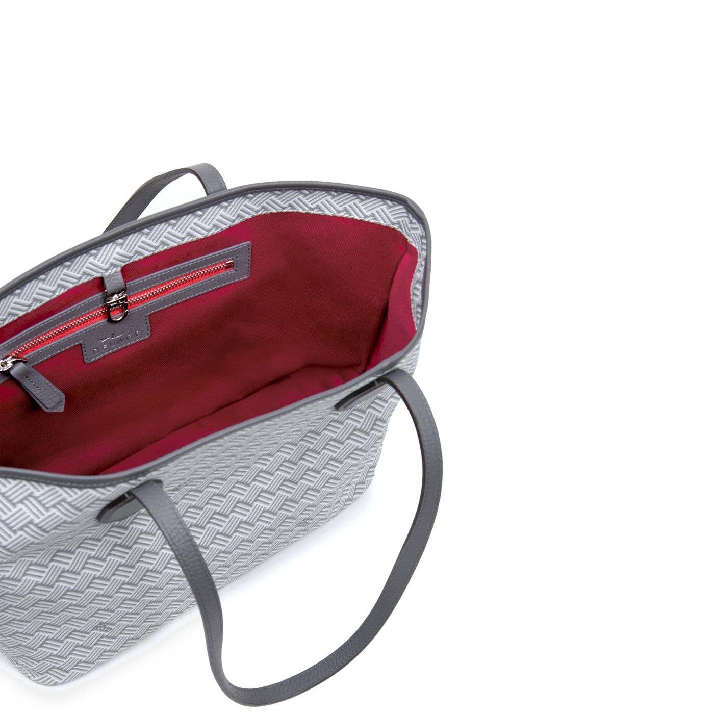 Delage - Wholesale Tote Bag - Women's - Lulu PM White Canvas & Grey Leather2