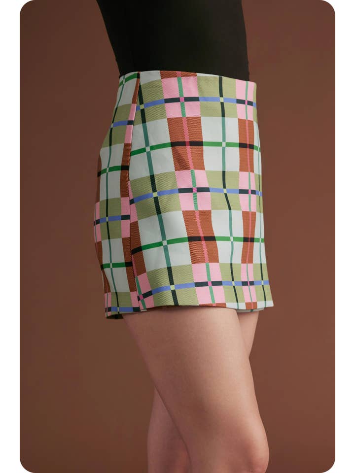 Multi Front Slit Plaid Skort for wholesale on Faire1