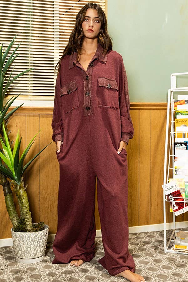 BUCKETLIST INC - Wholesale Jumpsuit - Women's - R5343 Oversize French Terry Jumpsuit11
