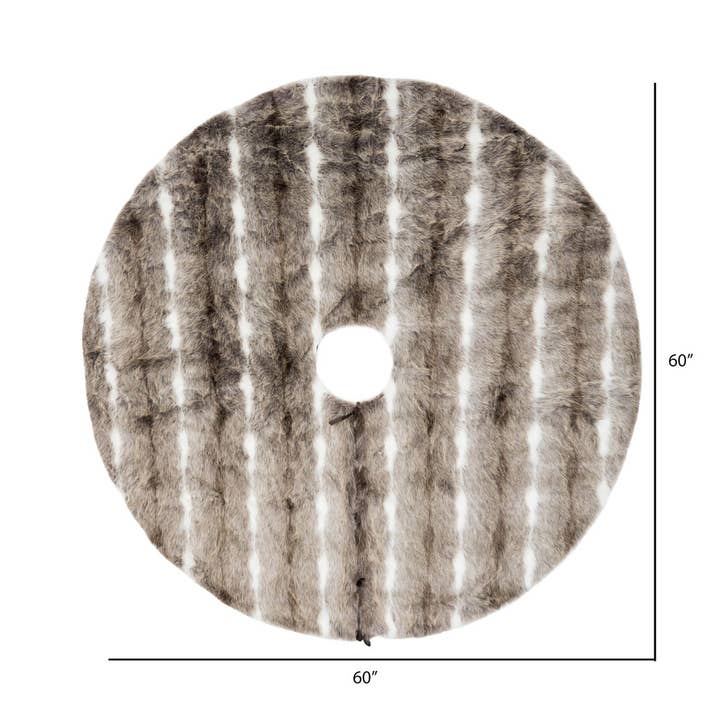 Brown White Vickerman 60" Snow Mink Collection Tree Skirt for wholesale on Faire2