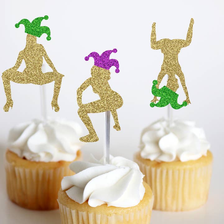 Ninalem's Party - Wholesale Cake/Cupcake Topper - Mardi Gras Twerk Cupcake Toppers