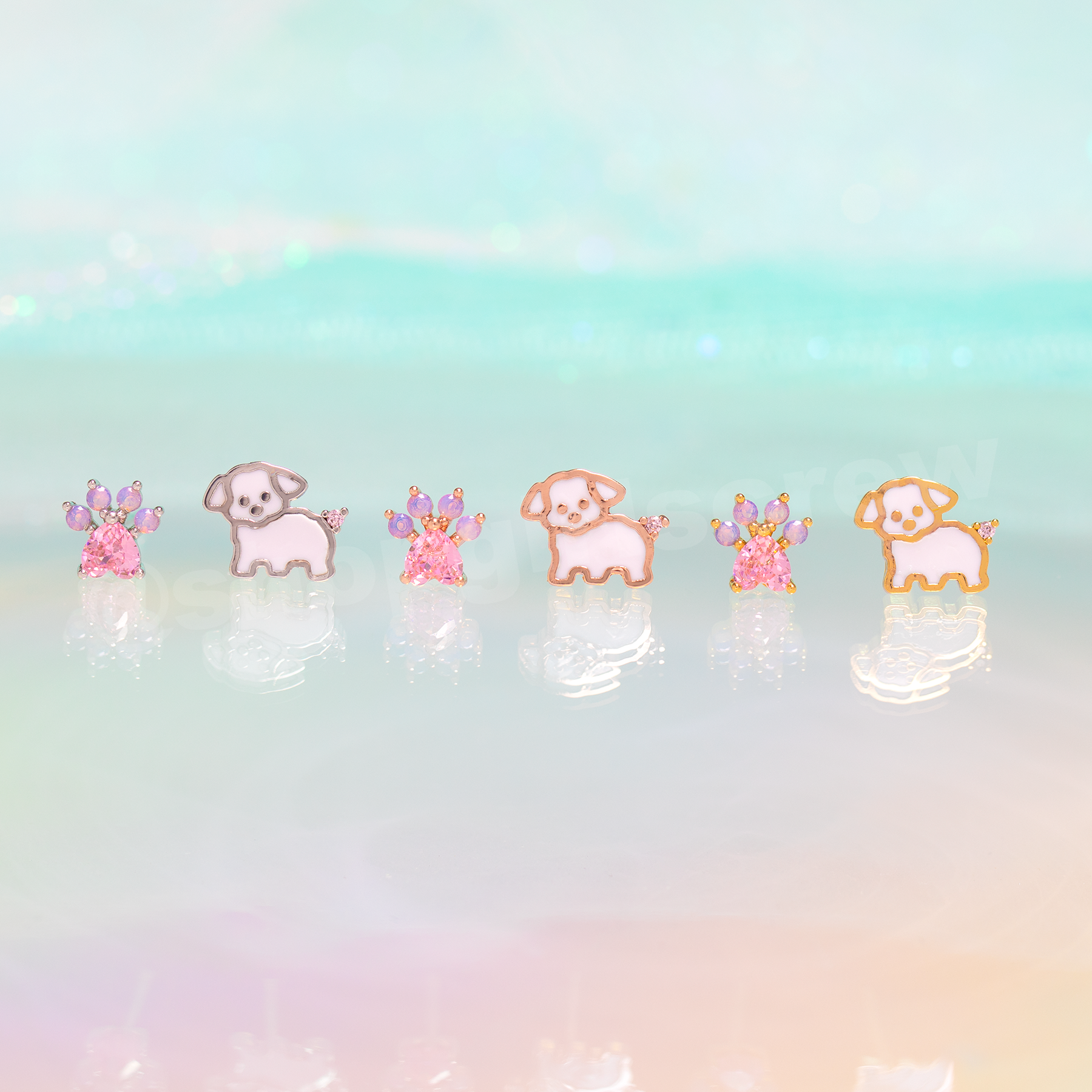 Girls Crew – wholesale Solitärörhängen – Tass-tastic Pup Studs6