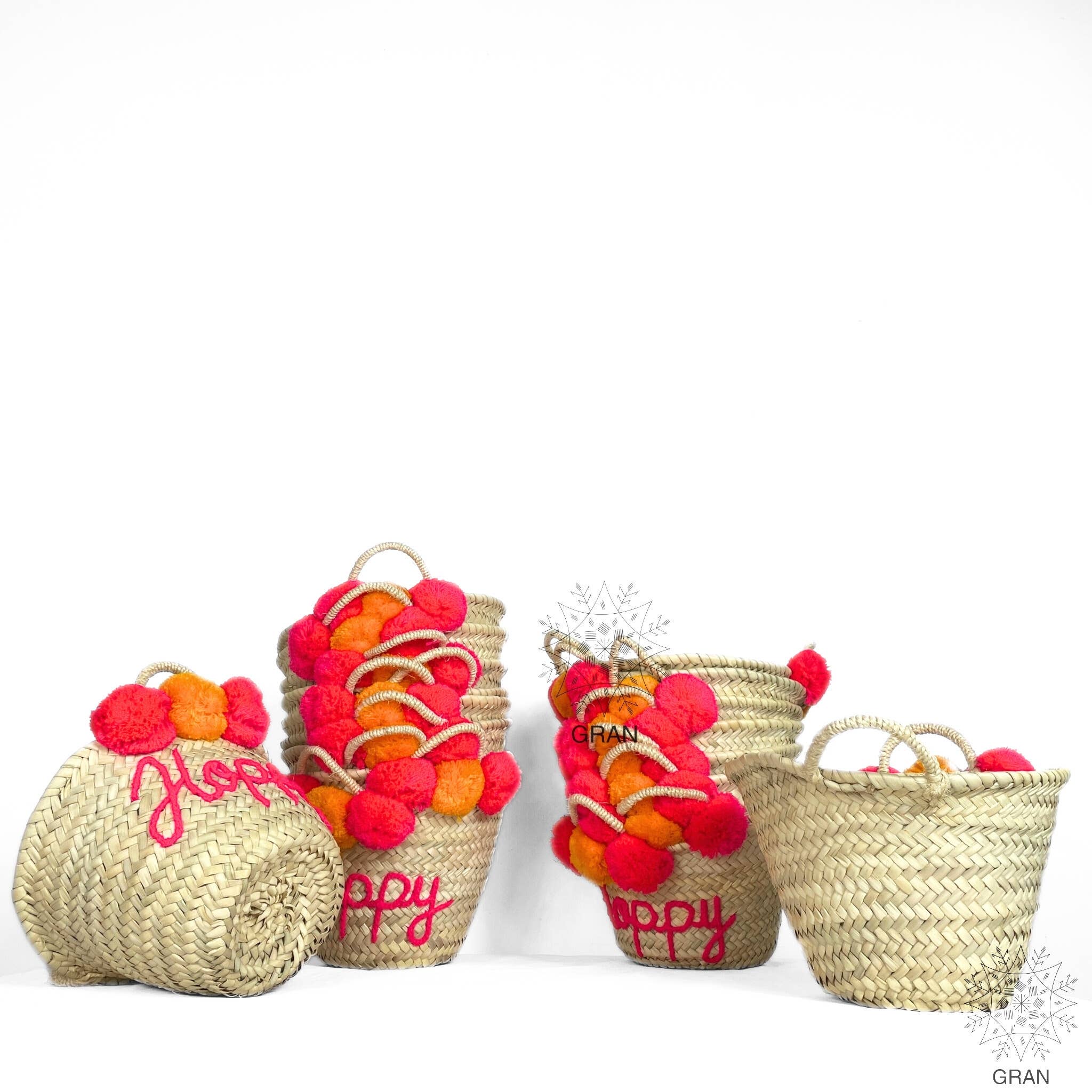 Gran Wholesale - Wholesale Tote Bag - Women's - Custom Basket With Pom Poms, Moroccan Bridesmaid Tote Bags.15