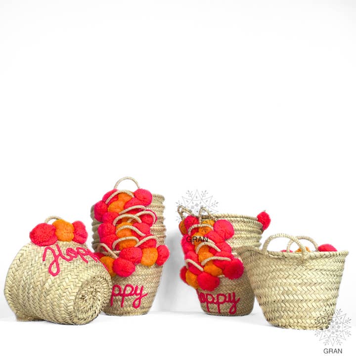 Gran Wholesale - Wholesale Tote Bag - Women's - Custom Basket With Pom Poms, Moroccan Bridesmaid Tote Bags.15