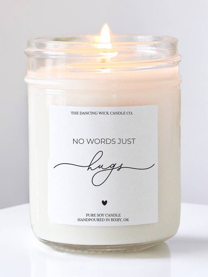No Words Just Hugs Candle / Warm Wish Scent / Sympathy Gift for wholesale by THE DANCING WICK CANDLES