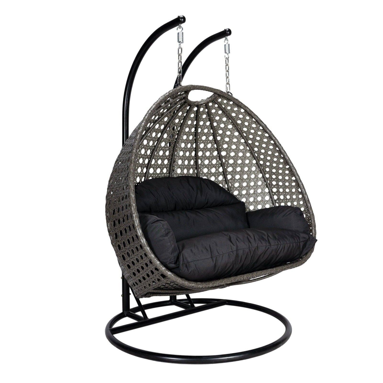 LeisureMod - Wholesale Egg Chair - Modern Charcoal Wicker Hanging Double Seater Egg Swing Chair28